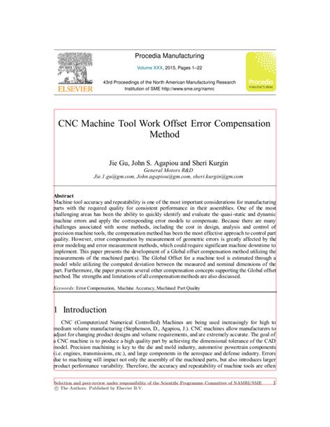 cnc machine tool work offset error compensation method|(PDF) Global Offset Compensation for CNC Machine .